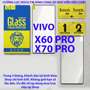 Kính cường lực Vivo X60 Pro, X70 Pro hiệu Hoco.tw (Đen)