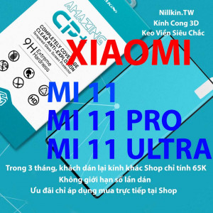 Kính cường lực Xiaomi Mi 11, Mi 11 Pro, Mi 11 Ultra hiệu Nillkin.tw