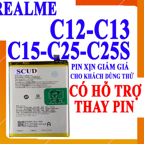 Pin SCUD/Webphukien cho Realme C12, C13, C15, C25, C25S Narzo 20 Narzo 30A Việt Nam - BLP793 6000mAh 