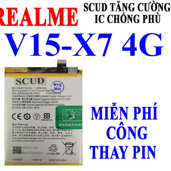 Pin SCUD/Webphukien cho Realme V15/Realme X7 BLP833 4310mAh