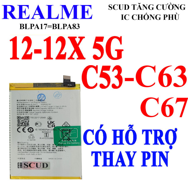 Pin SCUD/Webphukien cho Realme C67/C53/12/12X BLPA17 BLPA83 5000 mAh Việt Nam