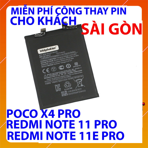 Pin Webphukien cho Xiaomi Redmi Note 11 Pro/Note 11E Pro/Poco X4 Pro BN5E 5000 mAh Việt Nam