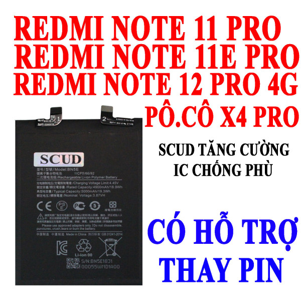 Pin Webphukien cho Xiaomi Redmi Note 11 Pro/Note 11E Pro/Note 12 Pro 4G/Poco X4 Pro BN5E 5000 mAh Việt Nam