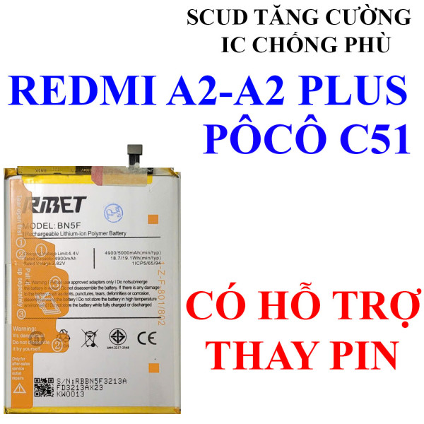 Pin SCUD/Webphukien cho Xiaomi Redmi A2, Redmi A2 Plus, Poco C51 BN5F 5000mAh