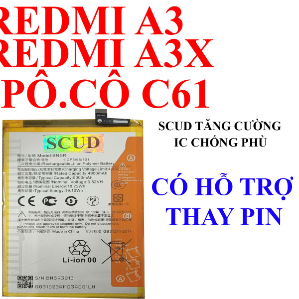 Pin SCUD/Webphukien cho Xiaomi Redmi A3, Redmi A3X, Poco C61 BN5R 5000mAh 