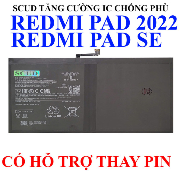 Pin SCUD/Webphukien cho Xiaomi Redmi Pad 2022, Redmi Pad SE BN81 8000mAh