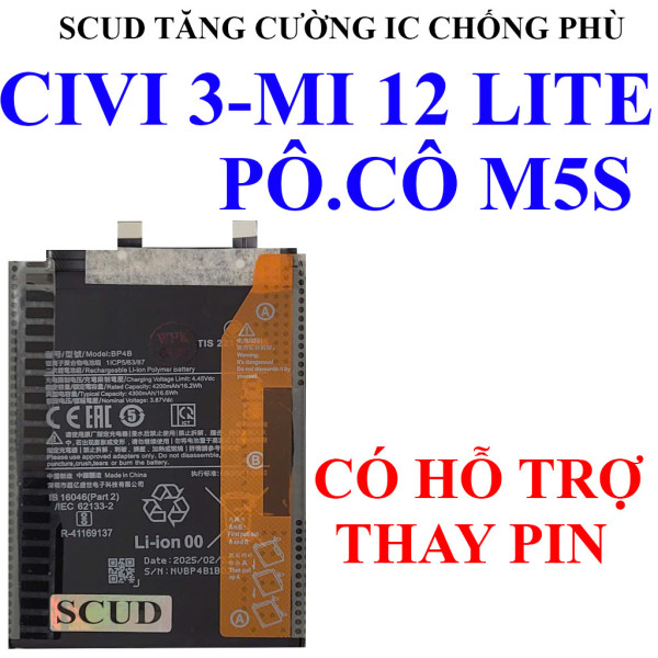 Pin SCUD/Webphukien cho Xiaomi CIVI 3, Mi 12 lite, Poco M5S BP4B 4300 mAh