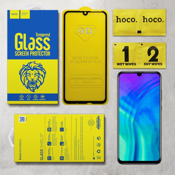 Miếng dán cường lực Huawei Honor 20 Lite hiệu Hoco.tw Full Keo (Đen)