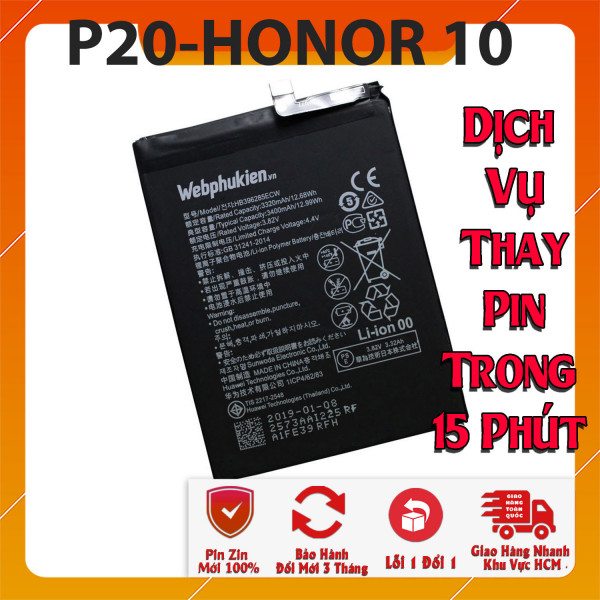 Pin Webphukien cho Huawei P20, Honor 10 Việt Nam HB396285ECW - 3400mAh 