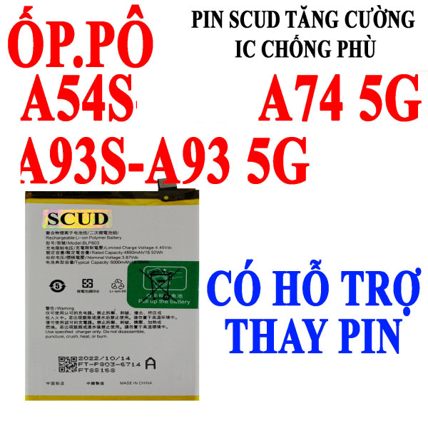 Pin SCUD/Webphukien cho Oppo A54S, A74, A93S, A95 5G Việt Nam - BLP805 BLP803 5000mAh