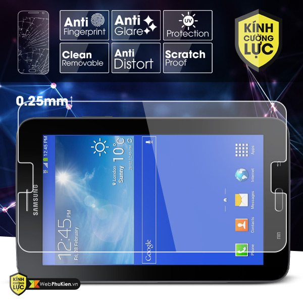 Miếng dán kính cường lực Galaxy Tab 3 Lite/ T111/ T110 (trong suốt)