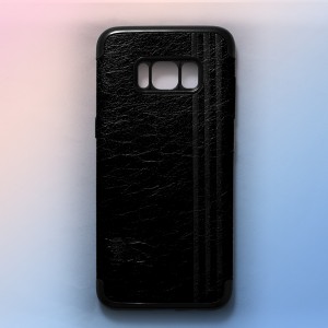 Ốp lưng da Samsung Galaxy S8 khắc hình Burberry (Đen)
