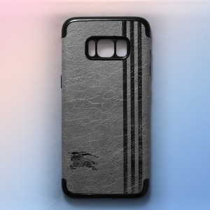 Ốp lưng da Samsung Galaxy S8 khắc hình Burberry (Xám)