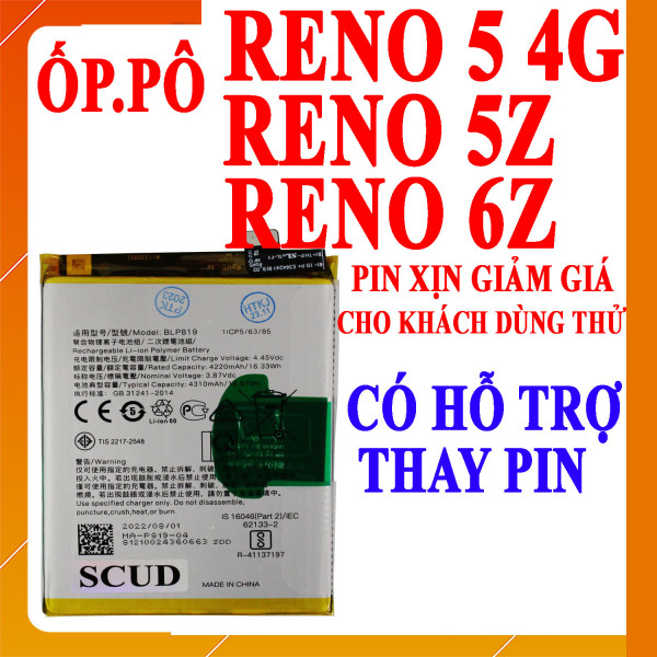 Pin Webphukien cho Oppo Reno 5 4G/Reno 5Z/Reno 6Z Việt Nam BLP819 - 4310mAh 