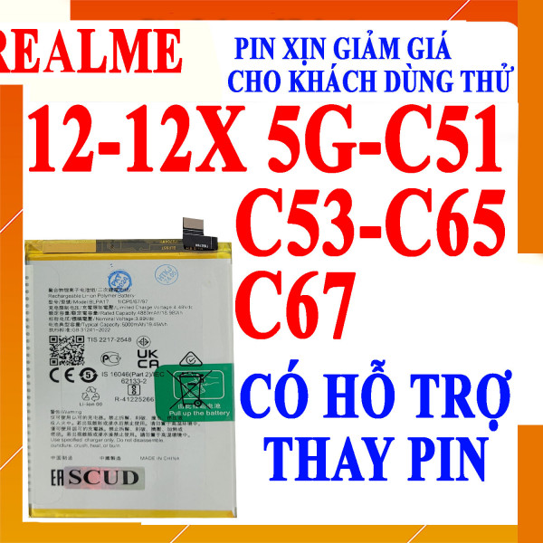 Pin Webphukien cho Realme C67/C65/C53/C51/12/12X BLPA17 5000 mAh Việt Nam