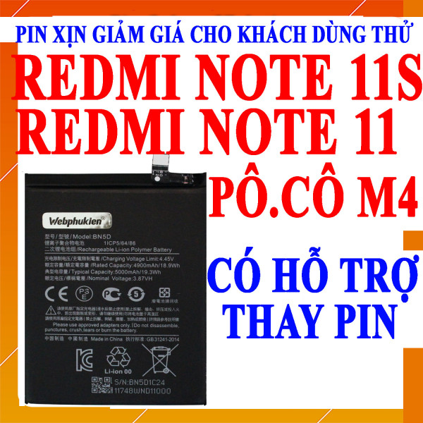 Pin Webphukien cho Xiaomi Redmi Note 11S/Note 11/Poco M4 Pro BN5D 5000 mAh Việt Nam