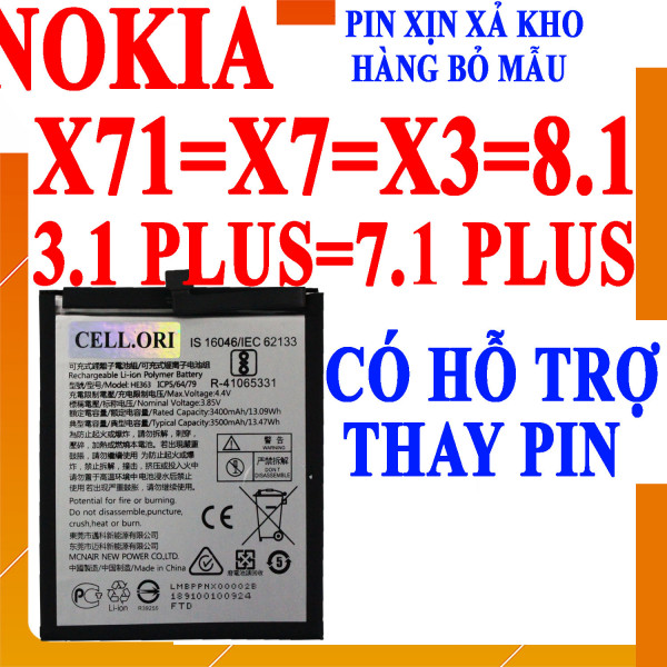 Pin Webphukien cho Nokia 3.1 Plus/X3/X7/X71/7.1 Plus/8.1 Việt Nam HE363 - 3500mAh 